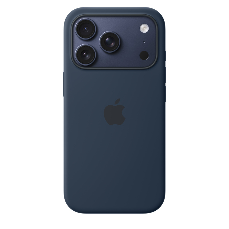 На фото изображено Чехол защитный Apple Silicone Case with MagSafe для iPhone 17 Pro, синий