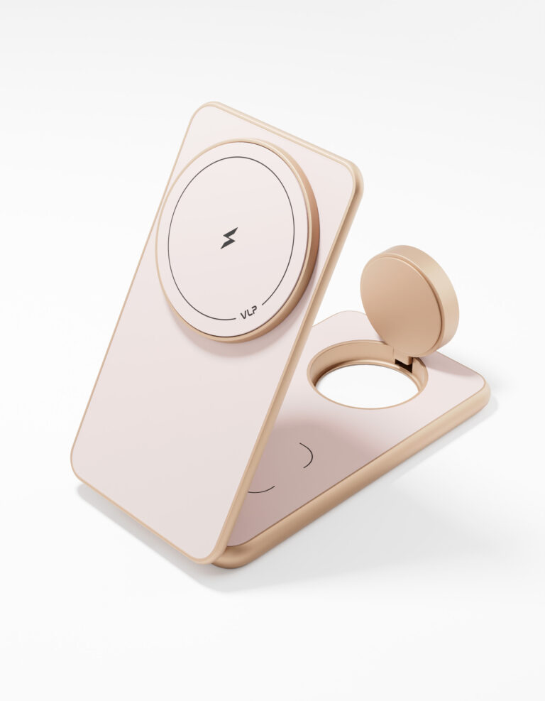 На фото изображено Беспроводное зарядное устройство VLP Alum Power Pro, песочный титан