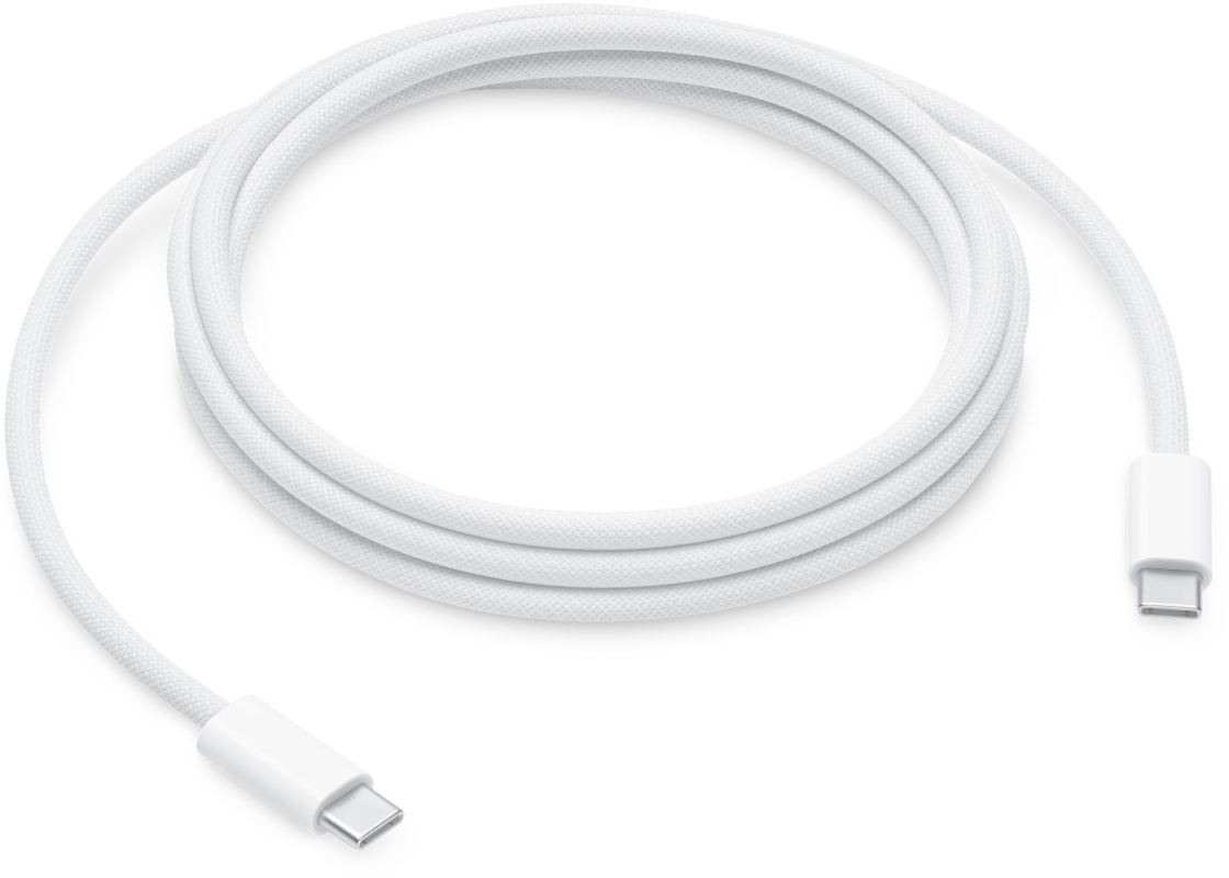 На фото изображено Кабель Apple USB-C/USB-C, 240w Woven, 2м, белый