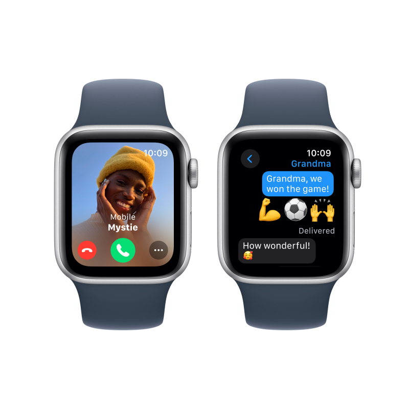 Apple Watch SE 2024, 44 мм, корпус из алюминия цвета «Серебристый», спортивный ремешок, размер M/L