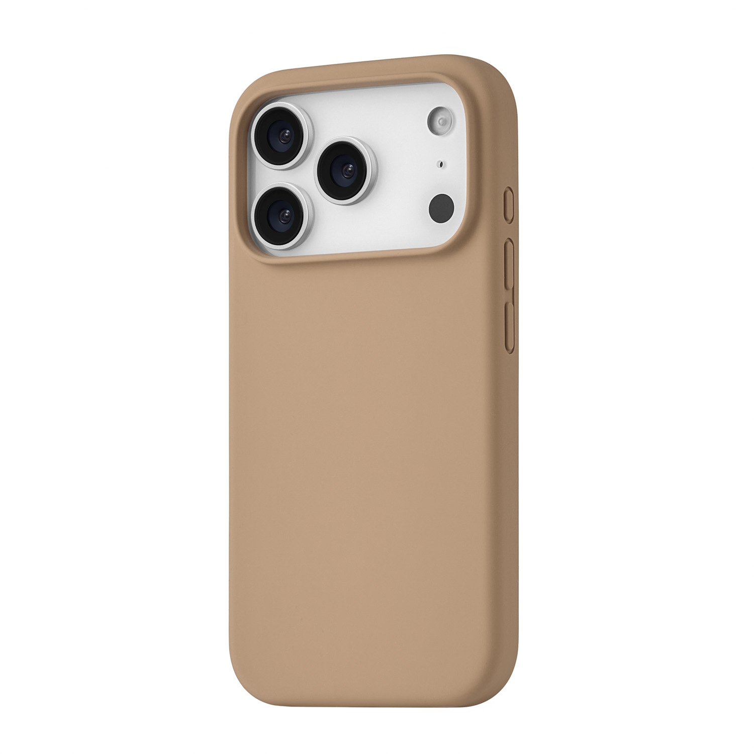 На фото изображено Чехол защитный uBear Touch Mag Case для iPhone 17 Pro, MagSafe, латте