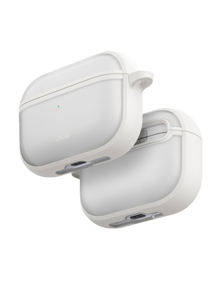 На фото изображено Чехол Uniq Veren для AirPods Pro 3, Chalk Frost