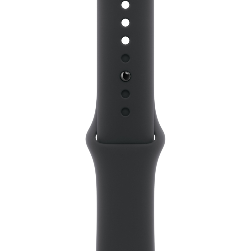 На фото изображено Apple Watch Series 11, 46 мм, корпус из алюминия цвета «Чёрный оникс», спортивный ремешок, размер M/L