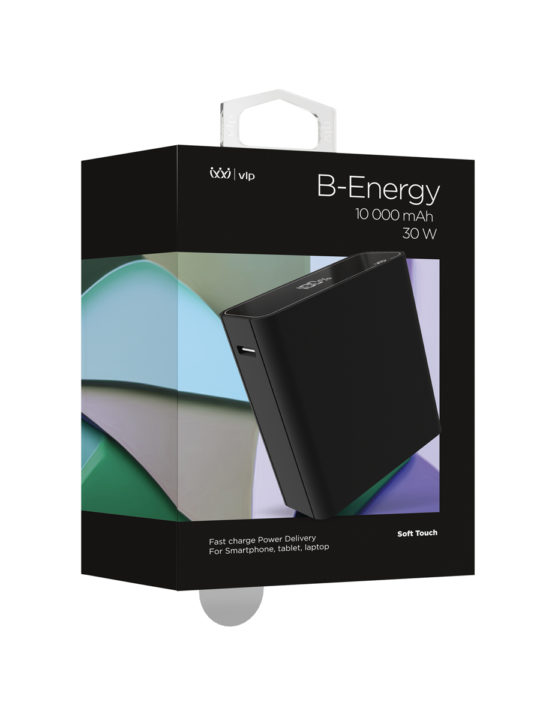 Аккумулятор внешний VLP B-Energy 10000 mAh, USB-C+USB-A, черный
