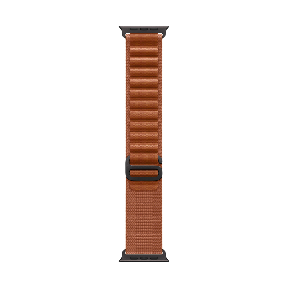 На фото изображено Apple Watch Ultra 3 GPS + Cellular, 49 мм, корпус из чёрного титана, ремешок Alpine, цвет терракотовый, M