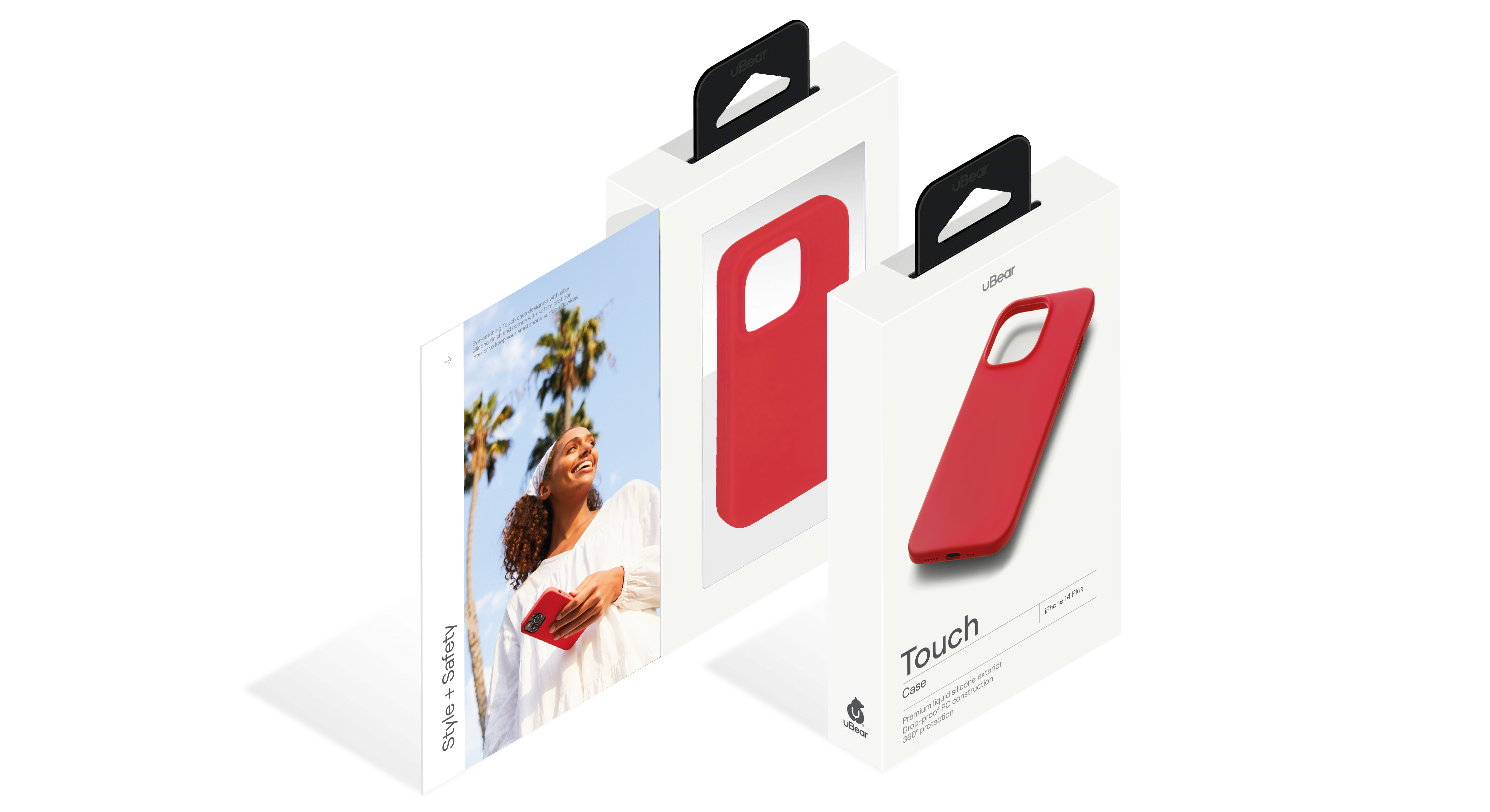 На фото изображено Чехол защитный uBear Touch Case для iPhone 14 Plus, силикон, софт-тач, красный