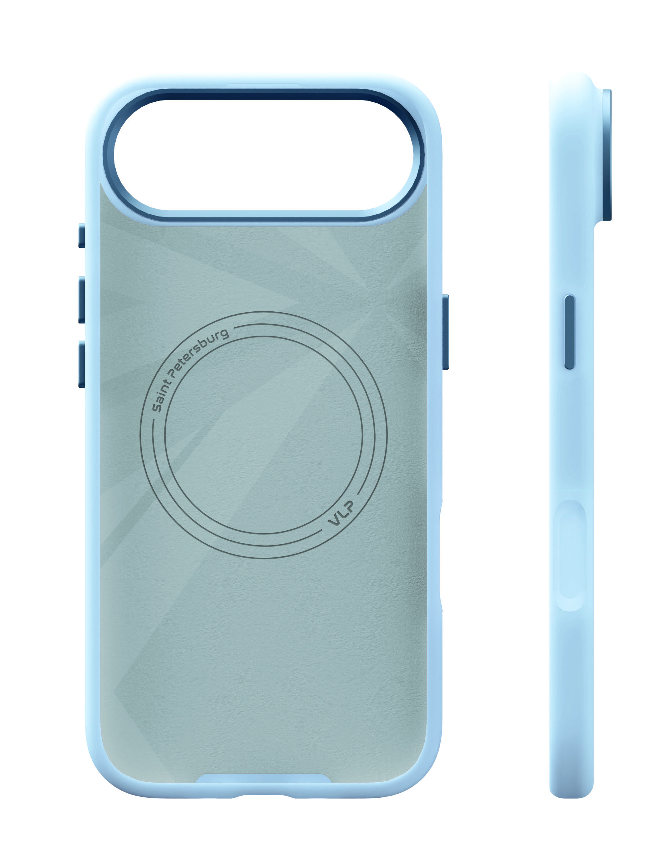 На фото изображено Чехол защитный VLP Aster Pro Case с MagSafe для iPhone 17 Air, голубой