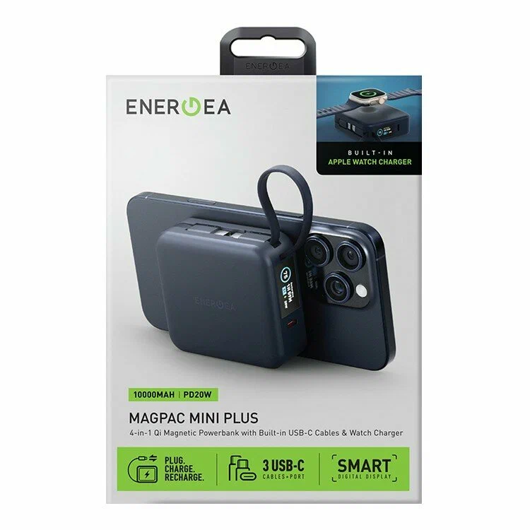 Фото Внешний аккумулятор Energea MagPac Mini Plus 10000 mAh, синий На фото изображено Внешний аккумулятор Energea MagPac Mini Plus 10000 mAh, синий