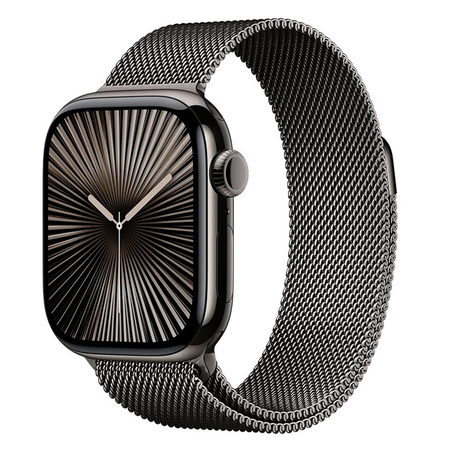 Apple Watch Series 10, 42 мм, корпус из титана цвета «графит», ремешок Milanese графитового цвета