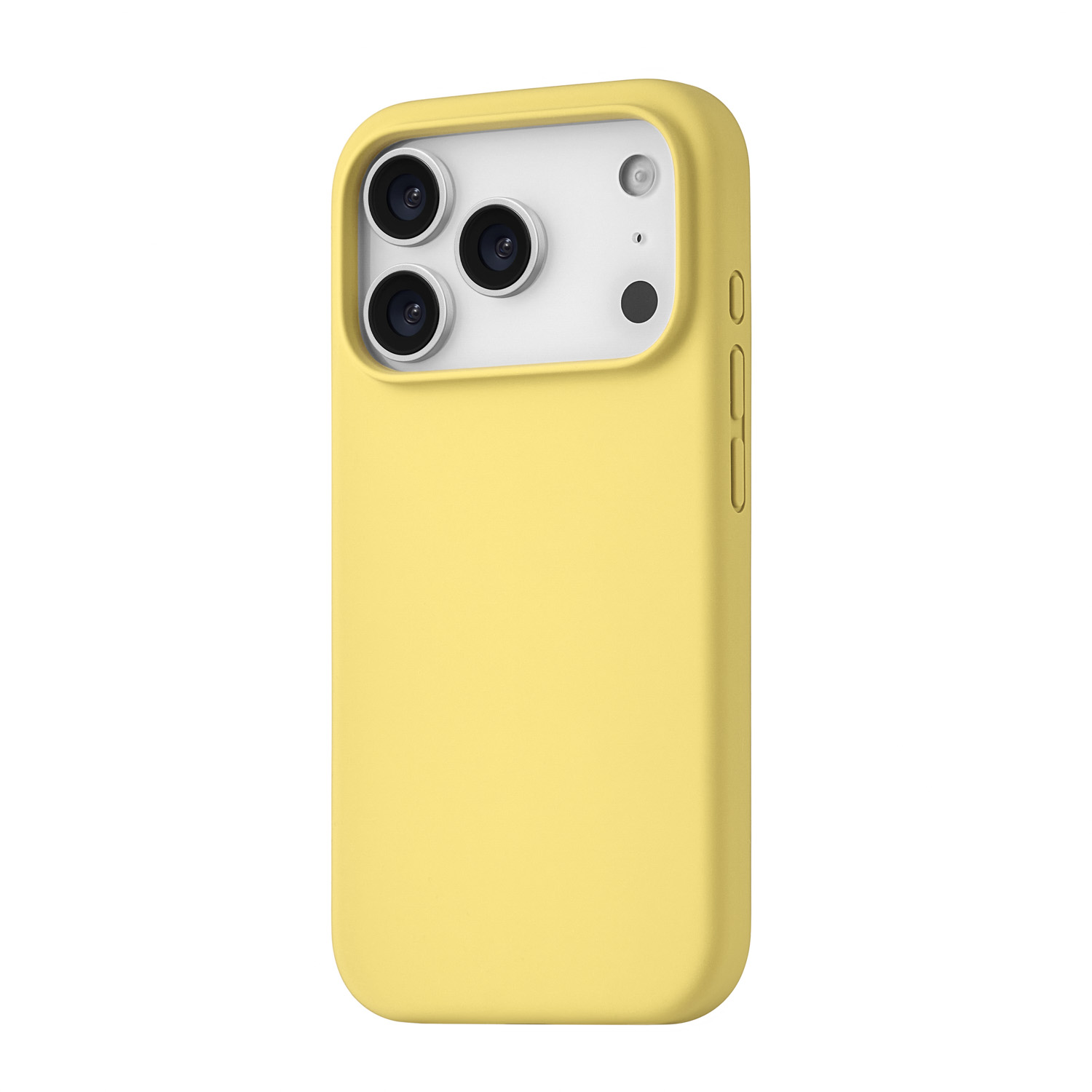 На фото изображено Чехол защитный uBear Touch Mag Case для iPhone 17 Pro, MagSafe, светло-жёлтый