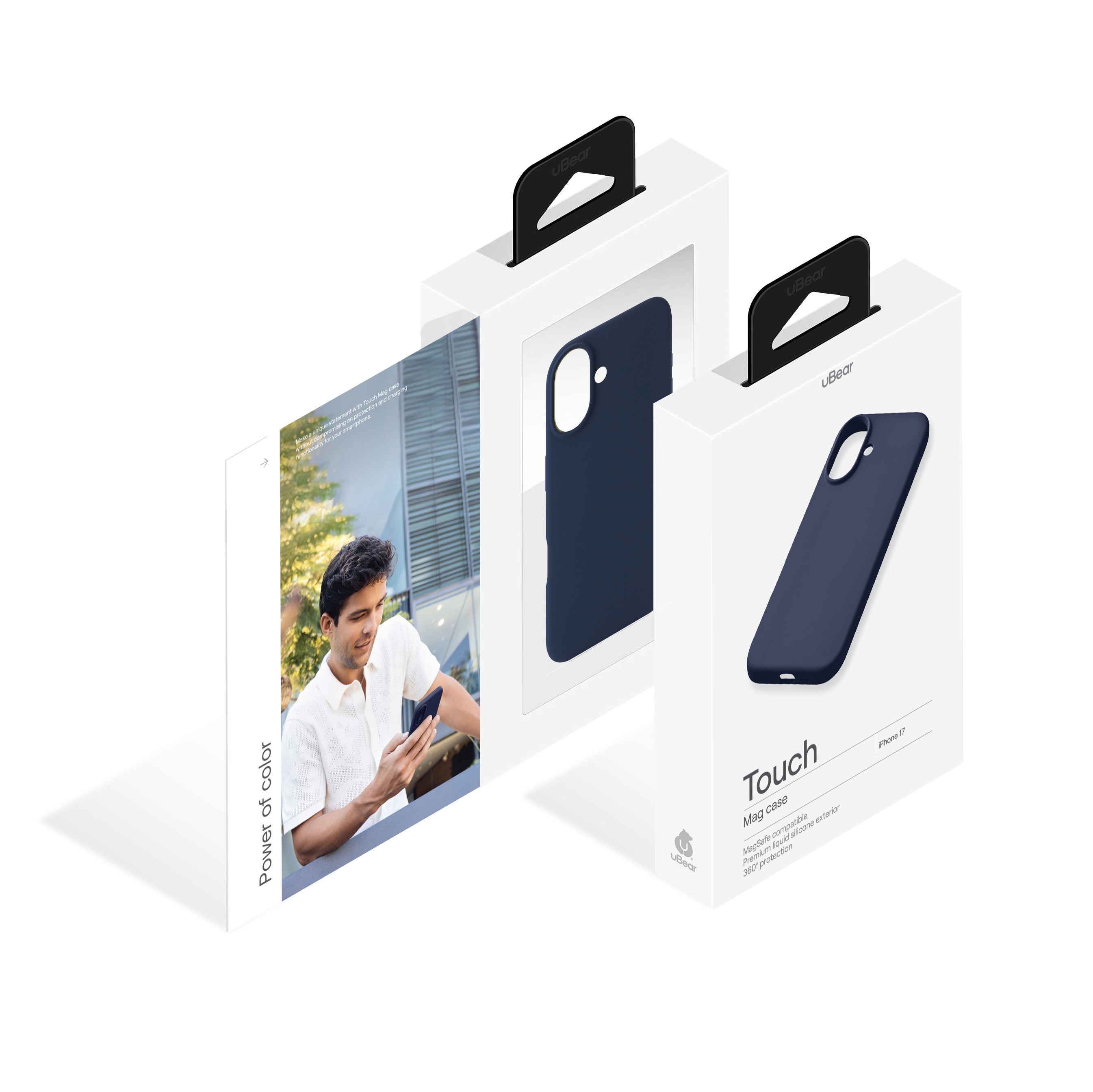 На фото изображено Чехол защитный uBear Touch Mag Case для iPhone 17 MagSafe, темно-синий