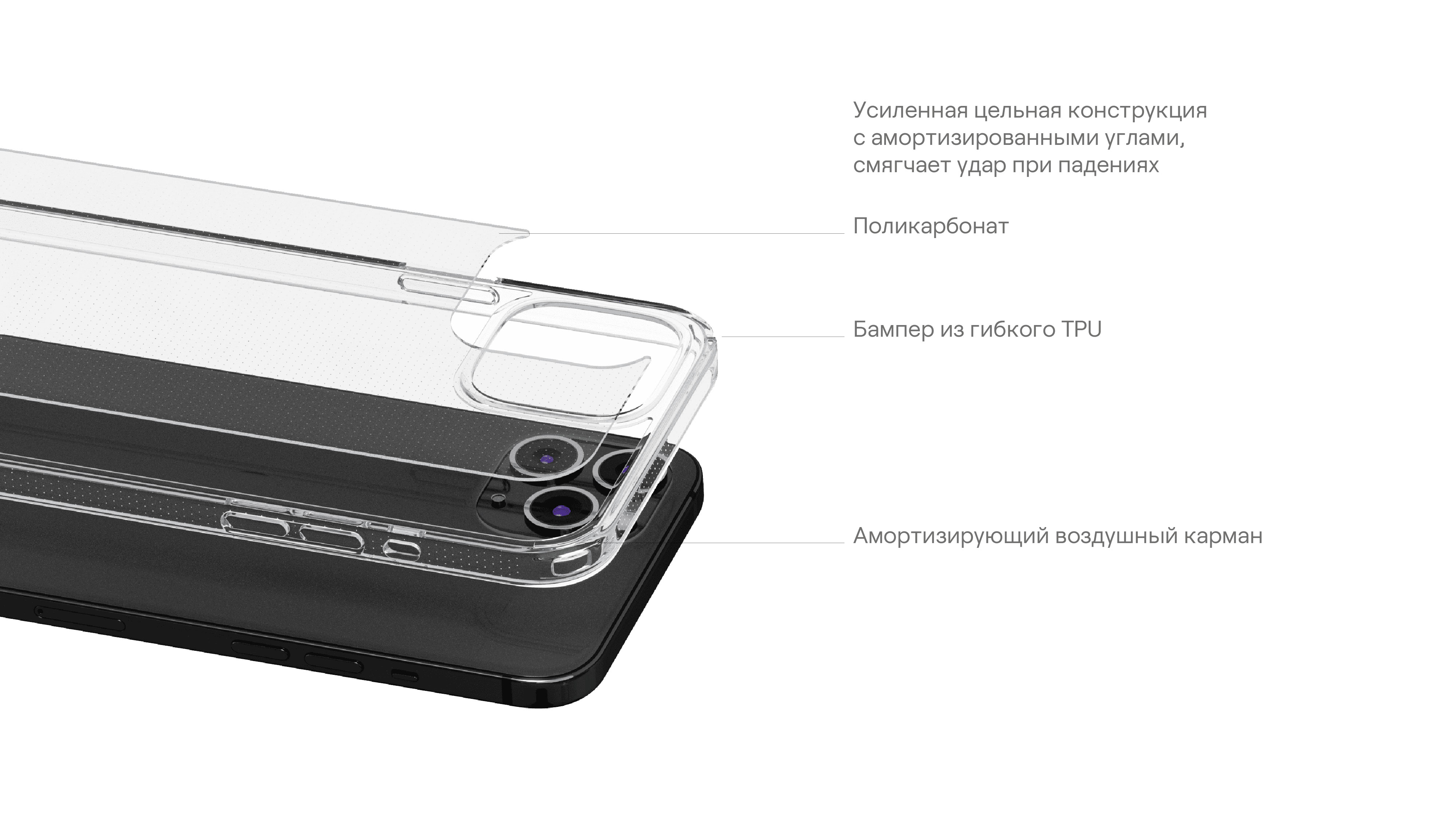 Чехол защитный uBear Real Case для iPhone 14 Pro Max, прозрачный