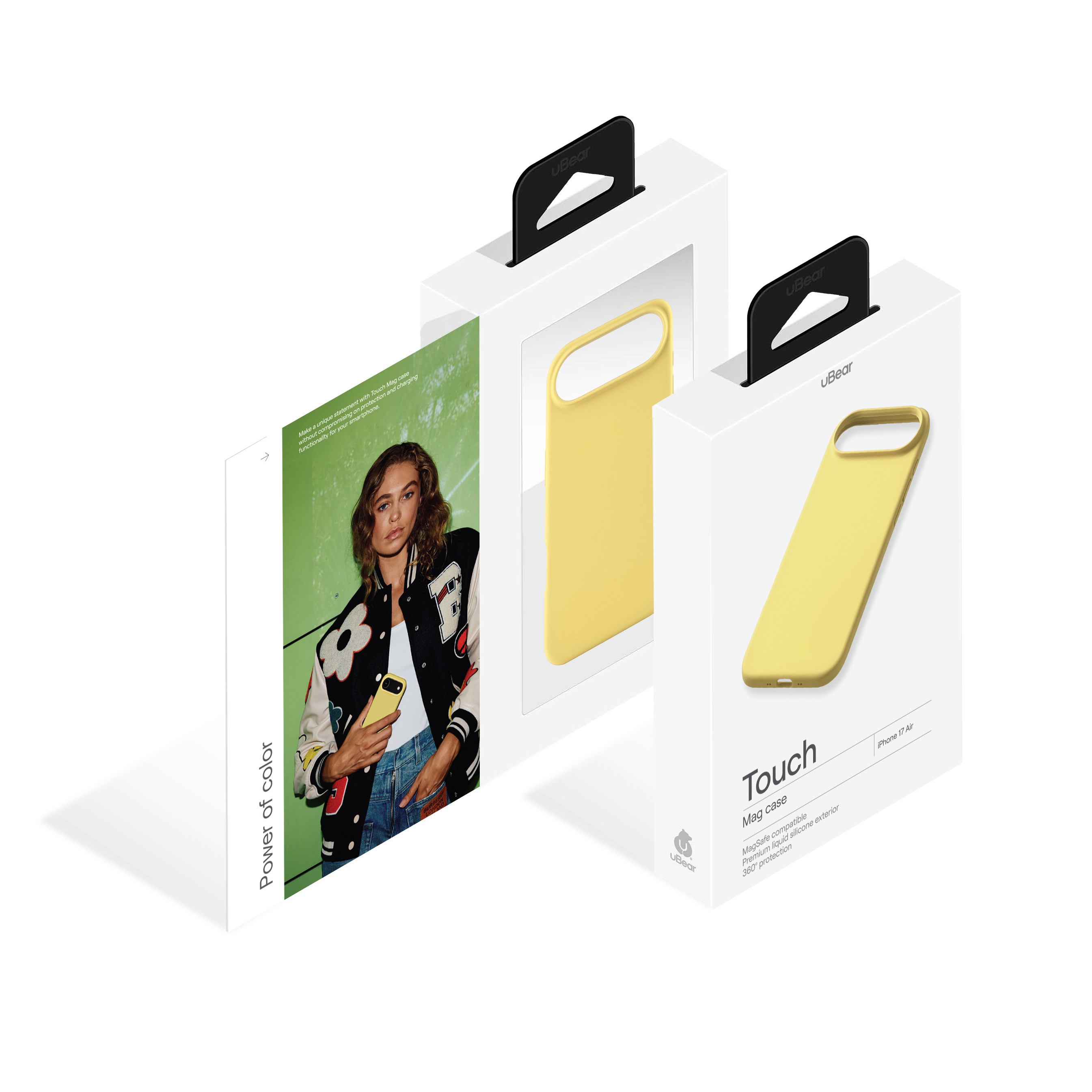 На фото изображено Чехол защитный uBear Touch Mag Case для iPhone 17 Air, MagSafe, светло-жёлтый