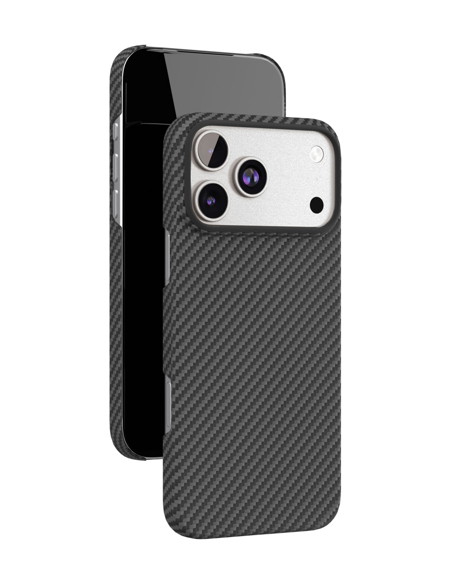 На фото изображено Чехол защитный VLP Kevlar Case с MagSafe для iPhone 17 Pro Max, черный